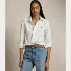 Hvit stretch slim fit Oxford shirt